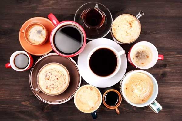 Xícaras de café de vários tipos