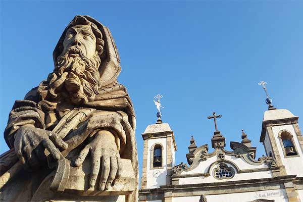 Detalhe da obra dos Doze Profetas esculpida por Aleijadinho