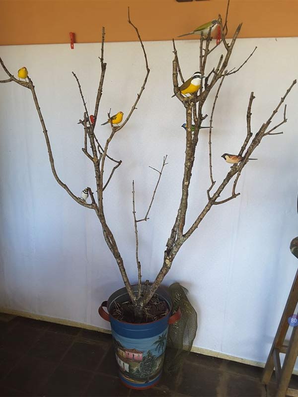 Decoração de passarinhos estilo provençal árvore de galhos secos