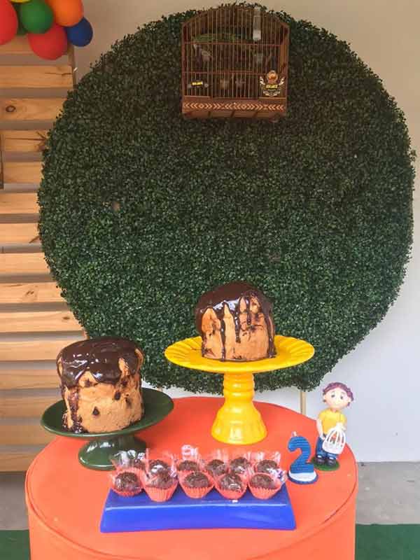 Decoração da mesa de doces da festa infantil tema passarinhos