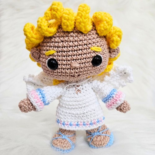 Amigurumi Articulado Anjo da Guarda de Crochê - 17 cm