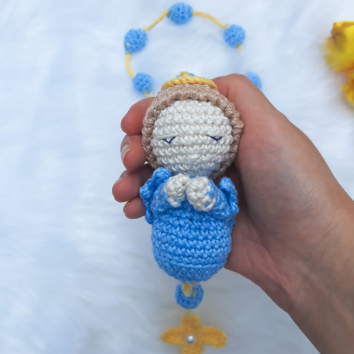 Amigurumi Terço Anjo da Guarda de Crochê Azul