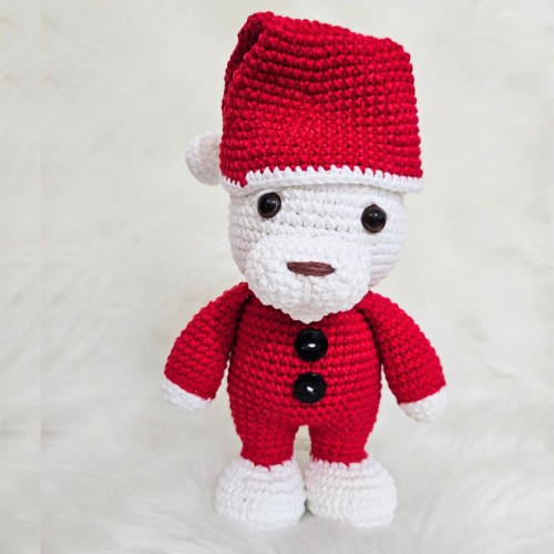 Amigurumi Urso Papai Noel de Crochê - 22 cm
