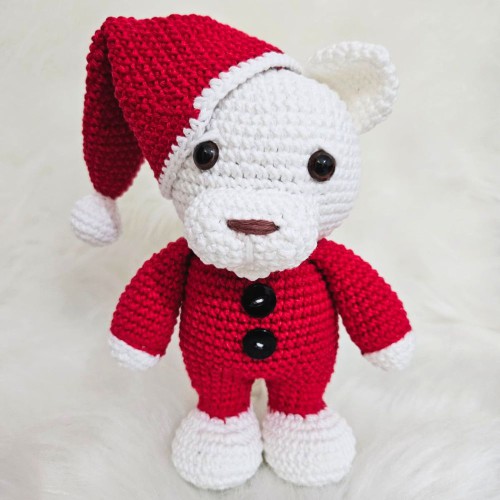 Amigurumi Urso Papai Noel de Crochê - 22 cm