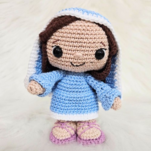 Amigurumi Articulado Virgem Maria de Crochê - 17 cm