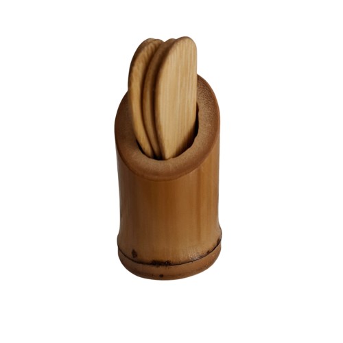 Kit com Suporte e 4 Mini Espátulas de Bambu para Aplicação de Creme Facial