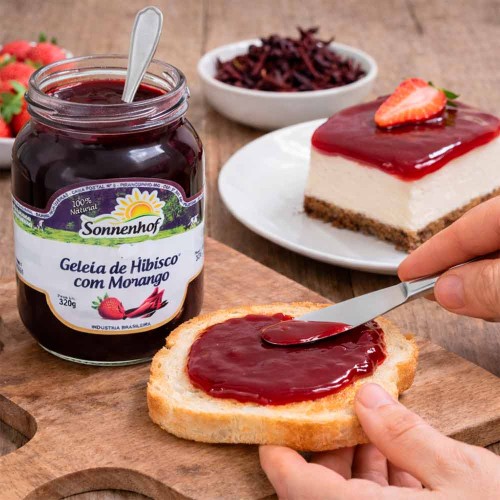 Geleia Extra de Morango com Hibisco - 320g - Fazenda Sonnenhof