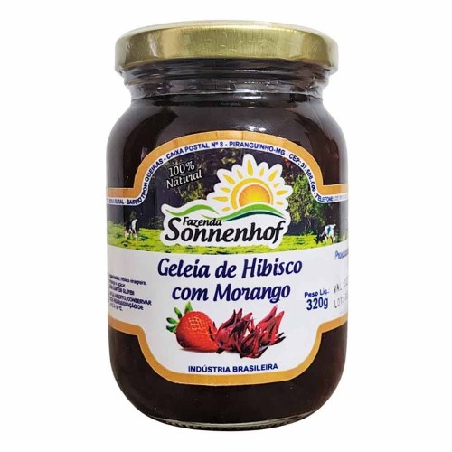 Geleia Extra de Morango com Hibisco - 320g - Fazenda Sonnenhof