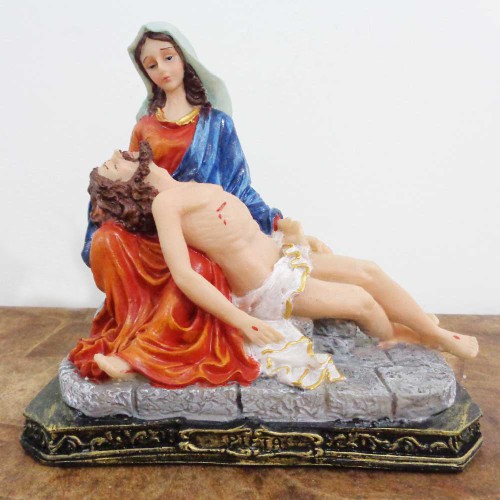 Imagem da Nossa Senhora da Piedade Pietá em Resina - 18 cm
