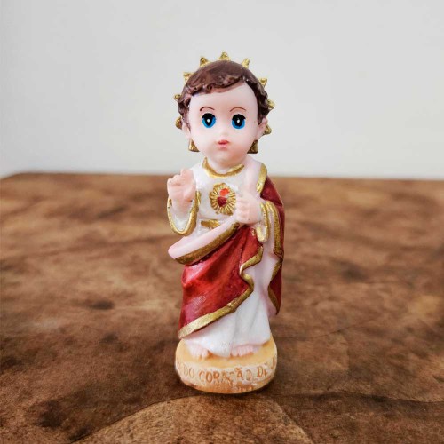 Imagem Infantil do Sagrado Coração de Jesus em Resina - 8 cm
