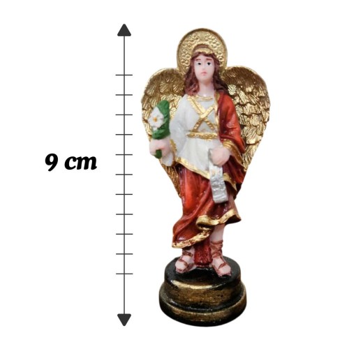 Imagem de São Gabriel Arcanjo em Resina - 9 cm - Asas Douradas