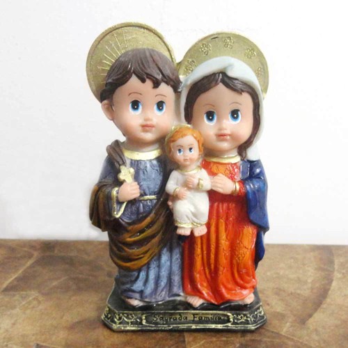 Imagem Infantil da Sagrada Família em Resina - 15 cm
