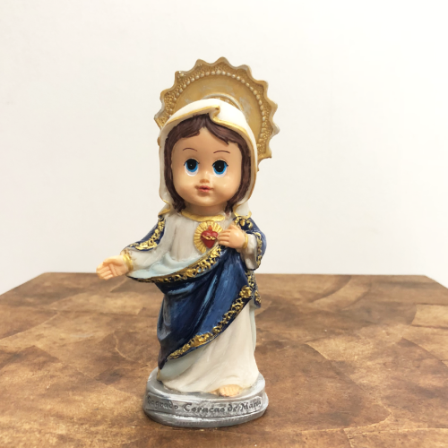 Imagem Infantil do Sagrado Coração de Maria em Resina - 15 cm