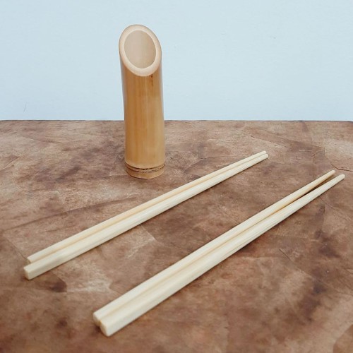 Jogo com 2 Pares de Hashi de Bambu para Sushi e Culinária Oriental 