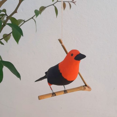 Pássaro de Madeira Cardeal do Banhado
