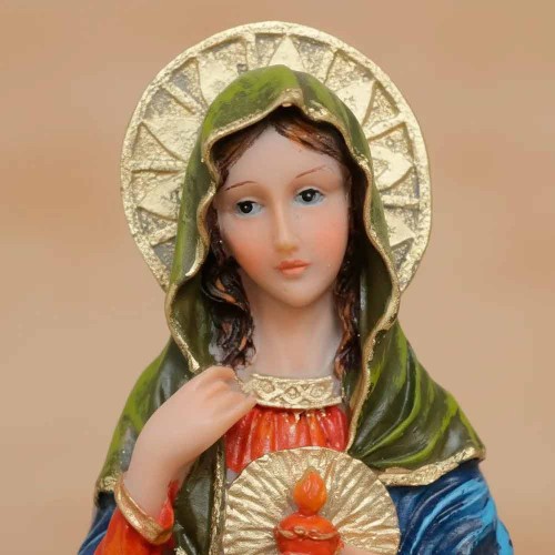 Pia de Água Benta Sagrado Coração de Maria - 15 cm - Base Cinza