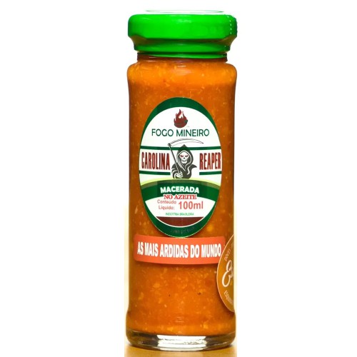 Molho de Pimenta Carolina Reaper Macerada no Azeite 100ml - Fogo Mineiro