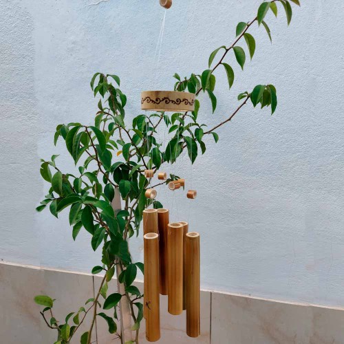 Sino dos Ventos Artesanal de Bambu Decorado